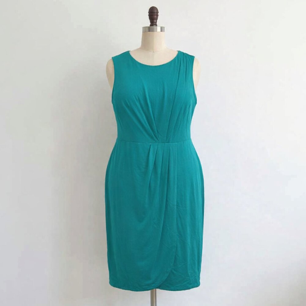 Mossimo Target Dress Green Gathered Zipper Wedding Business Teacher